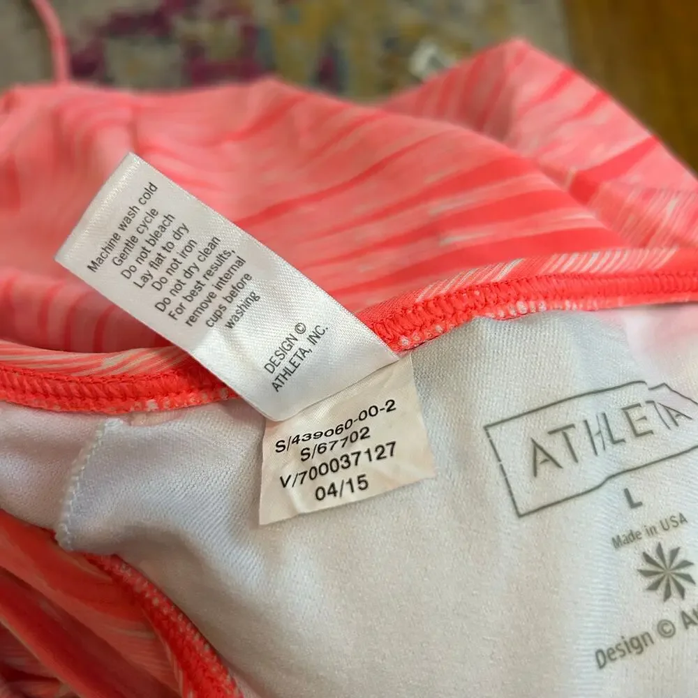 Athleta Ariel Strappy Cut Out One Piece Swimsuit Womens Large Orange Coral Beach